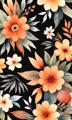 Möbelaufkleber Warm Tone Floral Pattern In Watercolor Style. © Pixel Matrix