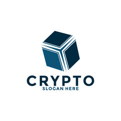 Digital Crypto currency logo with Blockchain technology. Financial technology or fintech logo template