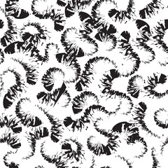 Abstract bold curly line seamless pattern. Trendy textured print with swirl lines. Artistic stylish vector seamless background design. Chaotic ink brush scribbles decorative texture.