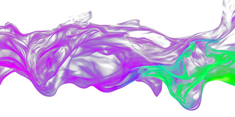 abstract purple and green neon waves in motion isolated transparent texture