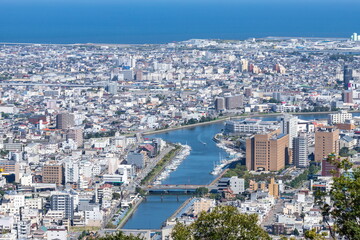 Cityscape of tokushima city ,  View from Mt. bizan   ( tokushima city, tokushima, shikoku, japan )