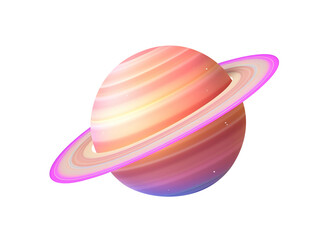3D cartoon style outer planet isolated on transparent background