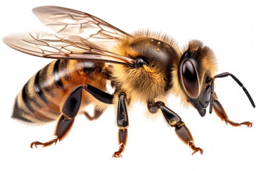 Makroaufnahme einer Honigbiene - obrazy, fototapety, plakaty