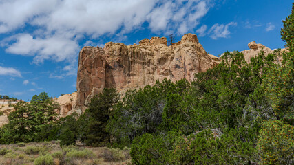 Gorgeous white sand stone rock face of the interesting El Morro National Monument, New Mexico