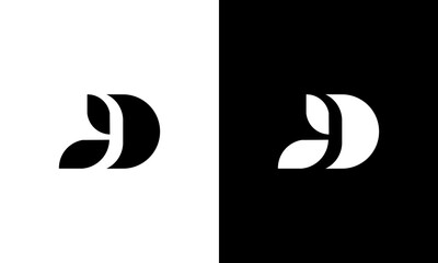 initials d and k leaf logo design in black and white logo design vector - obrazy, fototapety, plakaty