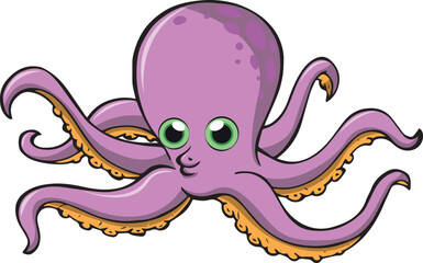 Beautiful colorful marine octopus swimming