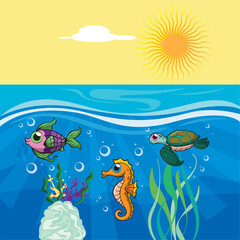Obraz na płótnie Canvas Beautiful marine animals under the sea