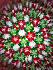 Spot focus of the colorful abstract pattern of the kaleidoscope. geometric shapes. Symmetry pattern. 