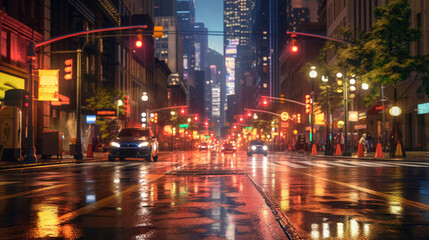 Obraz premium A summer night in an American downtown