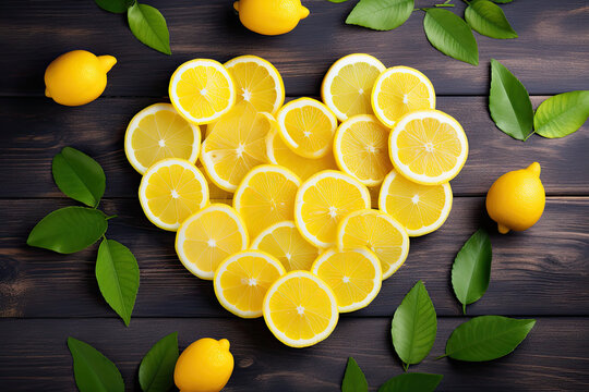 Lemon slices cut into heart shapes for garnish. Valentine's day