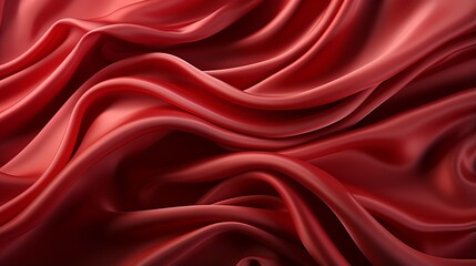 A vibrant maroon fabric cascades elegantly over a peachy-red background, exuding a sense of luxurious clothing and bold, fiery style