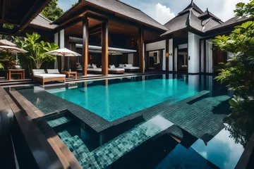 Gordijnen luxury villa with swimming pool in bali © Mazhar