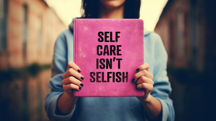 Self care isn't selfish. Motivational background. - obrazy, fototapety, plakaty