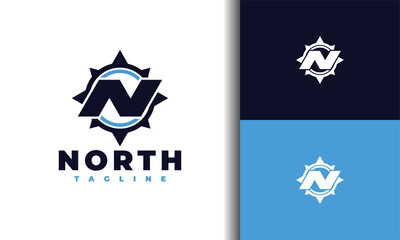 letter N north compass logo - obrazy, fototapety, plakaty