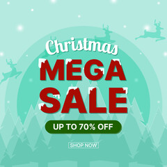 Christmas sale poster or social media post design  for celebration day.