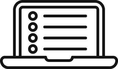 Laptop record keeping icon outline vector. System account. Invoice folder