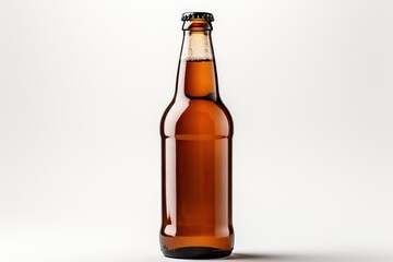 Glass brown beer bottle, beer maker mockup.