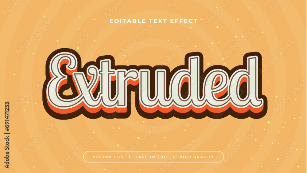 Poster Brown orange and red extruded 3d editable text effect - font style. Retro text effect