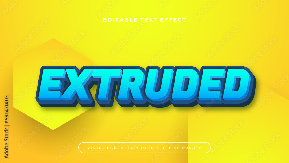 Poster Yellow and blue extruded 3d editable text effect - font style