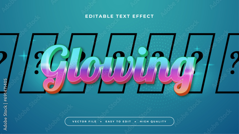 Poster green peach and purple violet glowing 3d editable text effect - font style