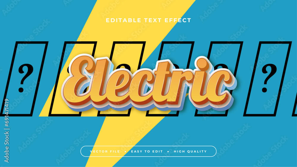 Poster blue and yellow electric 3d editable text effect - font style