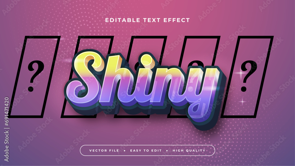 Poster Yellow and purple violet shiny 3d editable text effect - font style