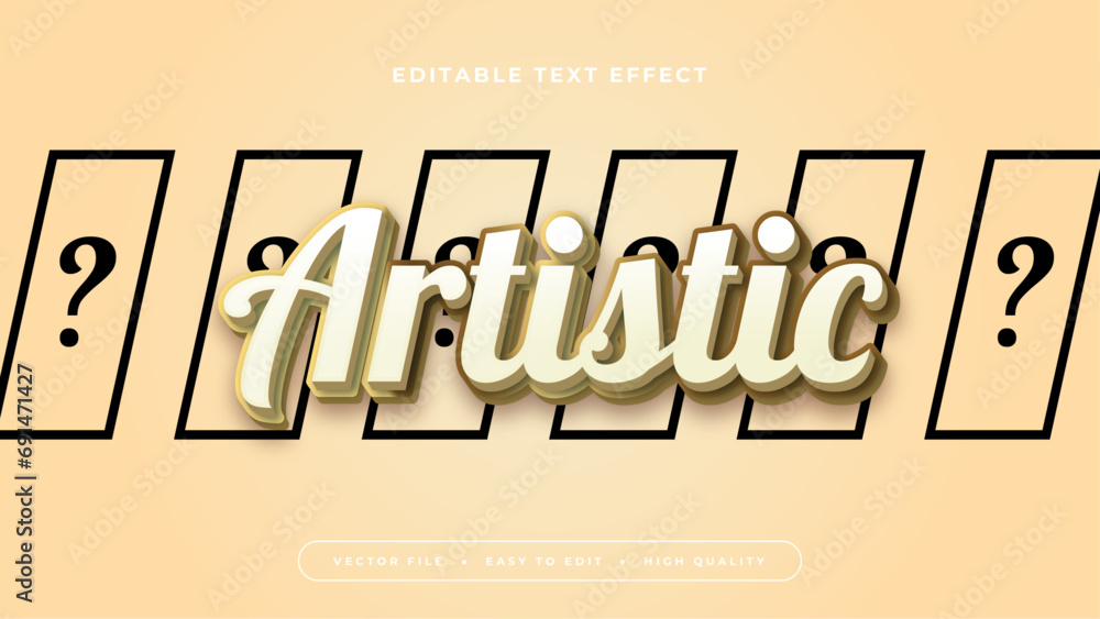 Poster beige white and yellow artistic 3d editable text effect - font style