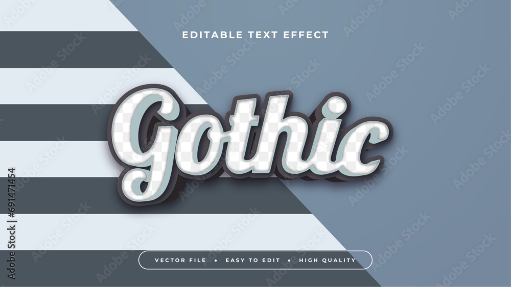 Poster White and gray grey gothic 3d editable text effect - font style