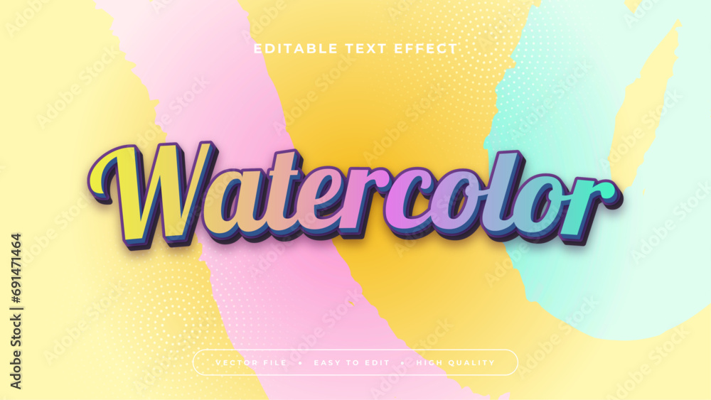 Poster Colorful colourful watercolor 3d editable text effect - font style
