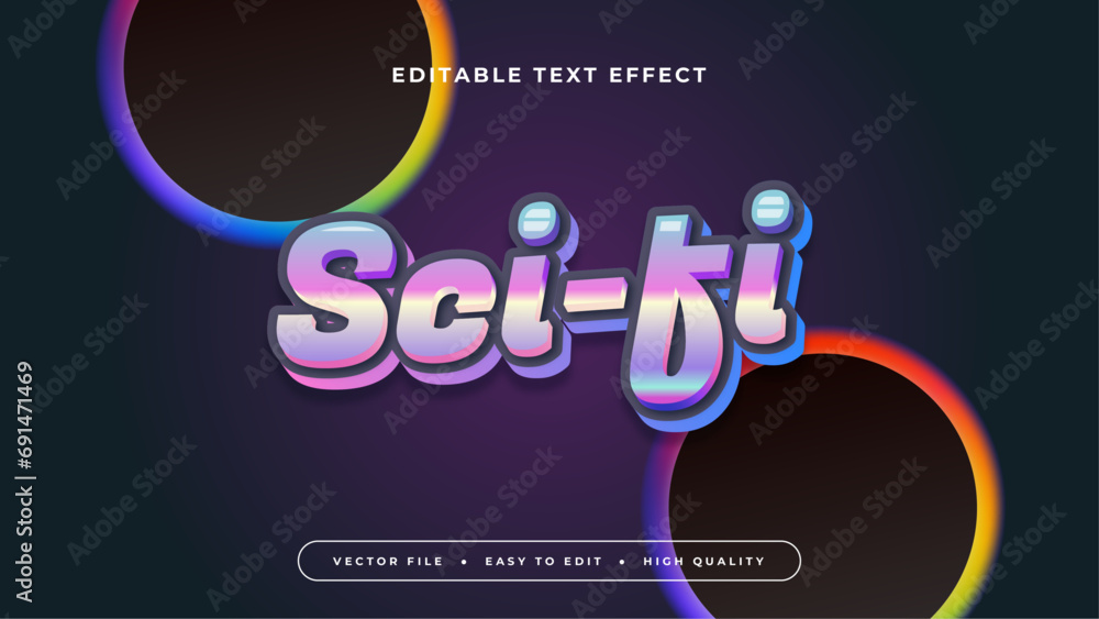 Poster Colorful colourful sci fi 3d editable text effect - font style