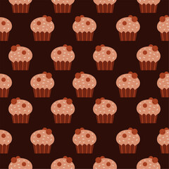 seamless cupcake pattern background 