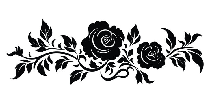 Beautiful black and white bouquet rose and leaves. Floral arrangement isolated on background. design greeting card and invitation of the wedding, birthday, Mother s day, holiday.