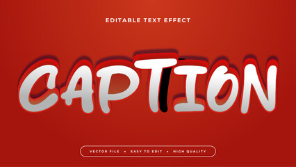 Red and white caption 3d editable text effect - font style. Text effect for social media, post, story, feed, video, and template