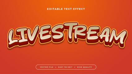 Fototapeta premium Orange and brown livestream 3d editable text effect - font style. Text effect for social media, post, story, feed, video, and template