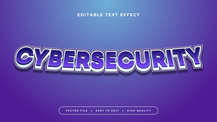 Blue white and purple violet cybersecurity 3d editable text effect - font style. Text effect for technology, security, health, climate, and innovation