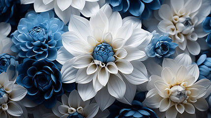 Fondo de flores blancas y azules - obrazy, fototapety, plakaty