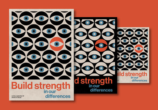 Postmodern Minimalist Poster Design Layout with Geometric Pattern