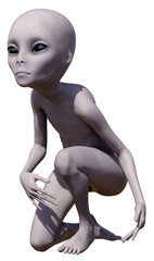 Alien Grey figure squating