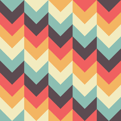 Seamless chevron pattern in retro style. Colorful vector background. - 691473052
