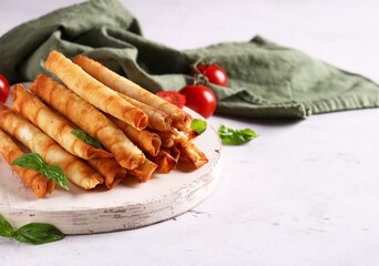 traditional food fried cigar borek with cheese and vegetables