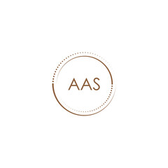 AAS creative initial letter flat monogram logo design with White background.Vector logo modern alphabet golden color font style