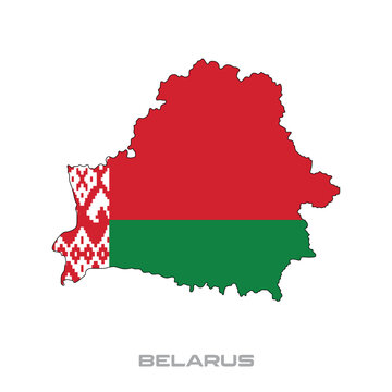 Vector illustration of the flag of Belarus with black contours on a white background