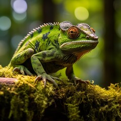 Obraz premium Close-Up of a Lizard on a Tree Branch