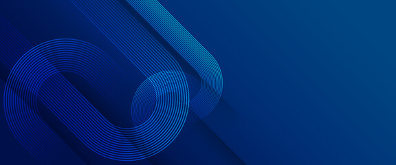 Blue futuristic modern abstract dynamic banner with shiny geometric lines. Futuristic technology concept. Suit for poster, banner, brochure, corporate, website - obrazy, fototapety, plakaty