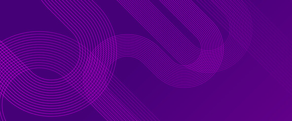 Purple violet futuristic modern vector abstract dynamic banner with neon glowing bright shape lines. Futuristic technology concept. Suit for poster, banner, brochure, corporate, website