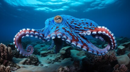 An Octopus Gracefully Gliding Through the Ocean Depths