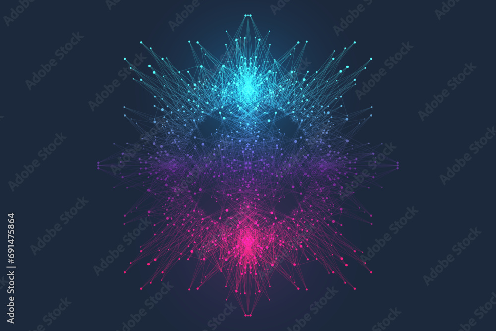 Aufkleber Block chain transfer satellite future communications. Abstract technology cloud world. Global network fin tech concept vector background. Digital block chain communications.