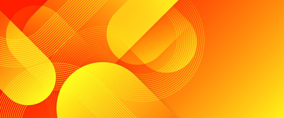 Orange and yellow modern simple dynamic shiny lines shapes banner with futuristic technology concept. Futuristic technology concept. Suit for poster, banner, brochure, corporate, website