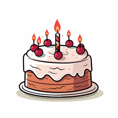 happy birthday cake a simple cartoon illustration