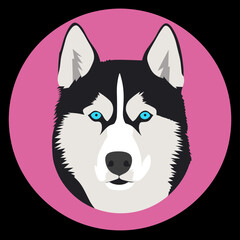 Husky Dog Face - Circled Logo Design